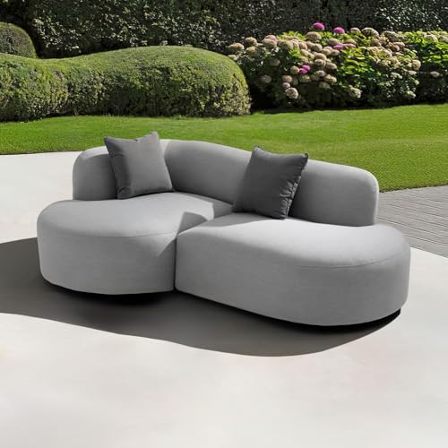IDIMEX Set Outdoor-Sofa Sorrento mit Abdeckhaube, hellgrau – aus Aluminium mit wetterfestem Bezug ideal für Außenbereich als Gartensofa Daybed oder Balkonsofa nutzbar von IDIMEX