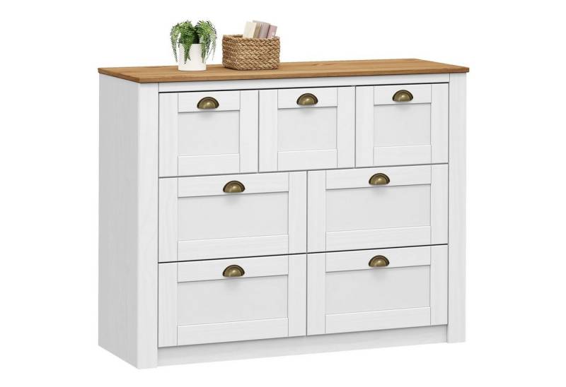 IDIMEX Sideboard BOLTON, Sideboard aus Kiefer mit 7 Schubladen und Muschelgriffen im Landhausst von IDIMEX