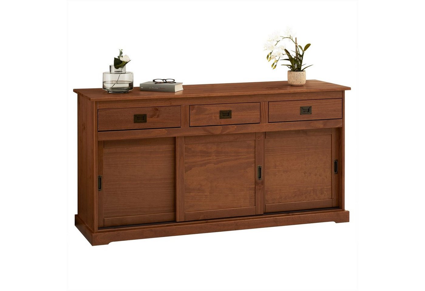 IDIMEX Sideboard SAVONA, Sideboard Kommode Kieferkommode, 3 Türen, dunkelbraun von IDIMEX