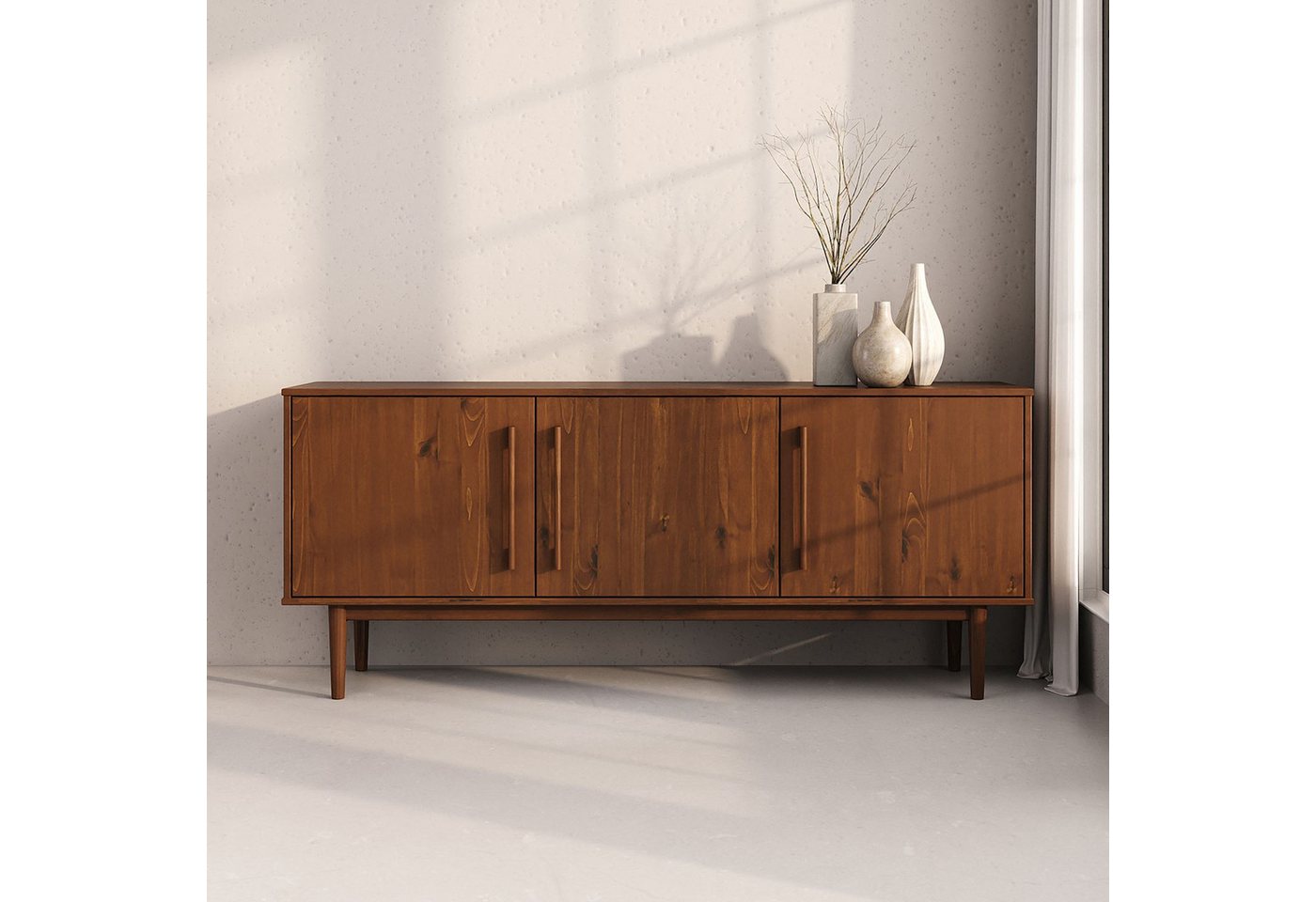 IDIMEX Sideboard TECCA, Anrichte mit 3 Türen, Massivholz im Mid-Century Design Kastanie farben IDIMEX Sideboard TECCA, Anrichte mit 3 Türen, Massivholz im Mid-Century Design Kastanie farben von IDIMEX