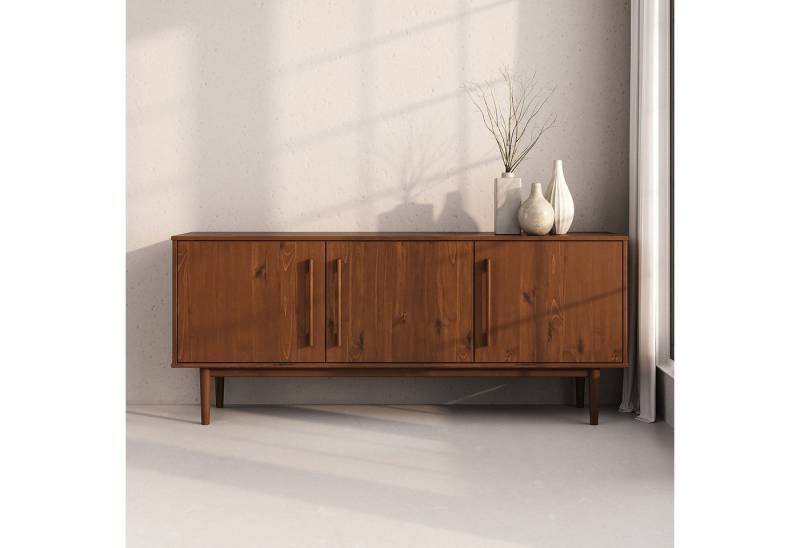 IDIMEX Sideboard TECCA, Anrichte mit 3 Türen, Massivholz im Mid-Century Design Kastanie farben von IDIMEX