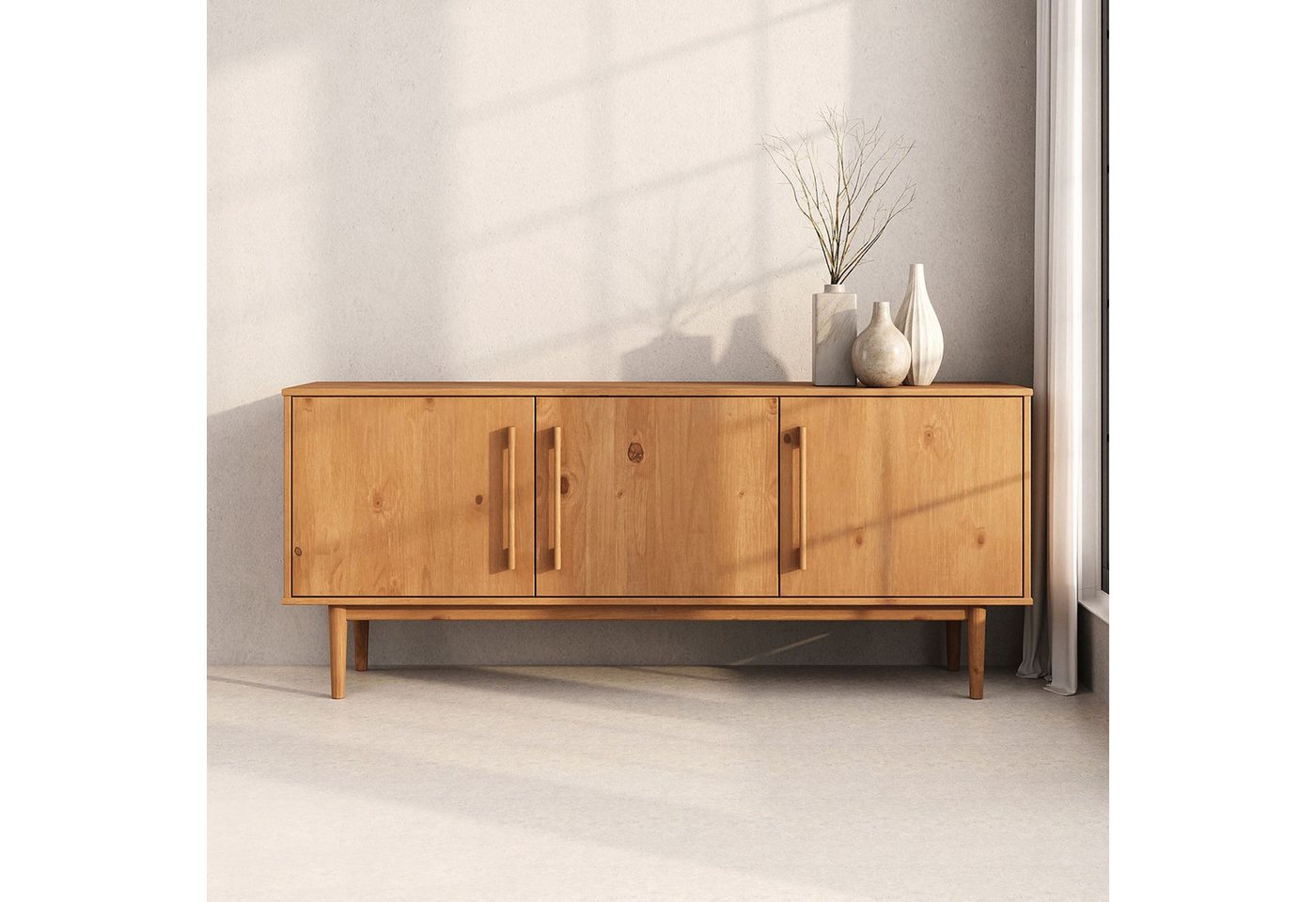 IDIMEX Sideboard TECCA, Wohnzimmer Kommode mit 3 Türen aus Massivholz eiche farben IDIMEX Sideboard TECCA, Wohnzimmer Kommode mit 3 Türen aus Massivholz eiche farben von IDIMEX