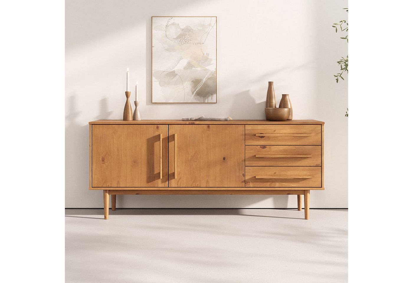 IDIMEX Sideboard TECCA, Wohnzimmer Kommode mit Türen 3 Schubladen Massivholz Eiche farben IDIMEX Sideboard TECCA, Wohnzimmer Kommode mit Türen 3 Schubladen Massivholz Eiche farben von IDIMEX