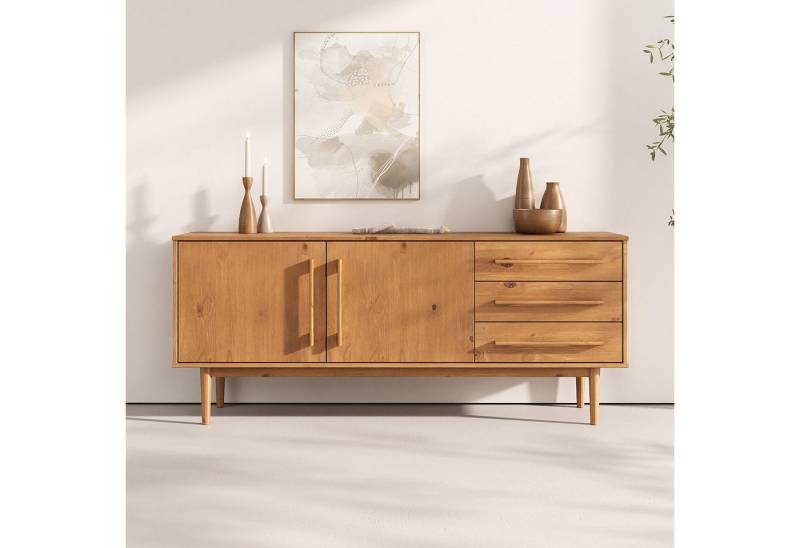 IDIMEX Sideboard TECCA, Wohnzimmer Kommode mit Türen 3 Schubladen Massivholz Eiche farben von IDIMEX