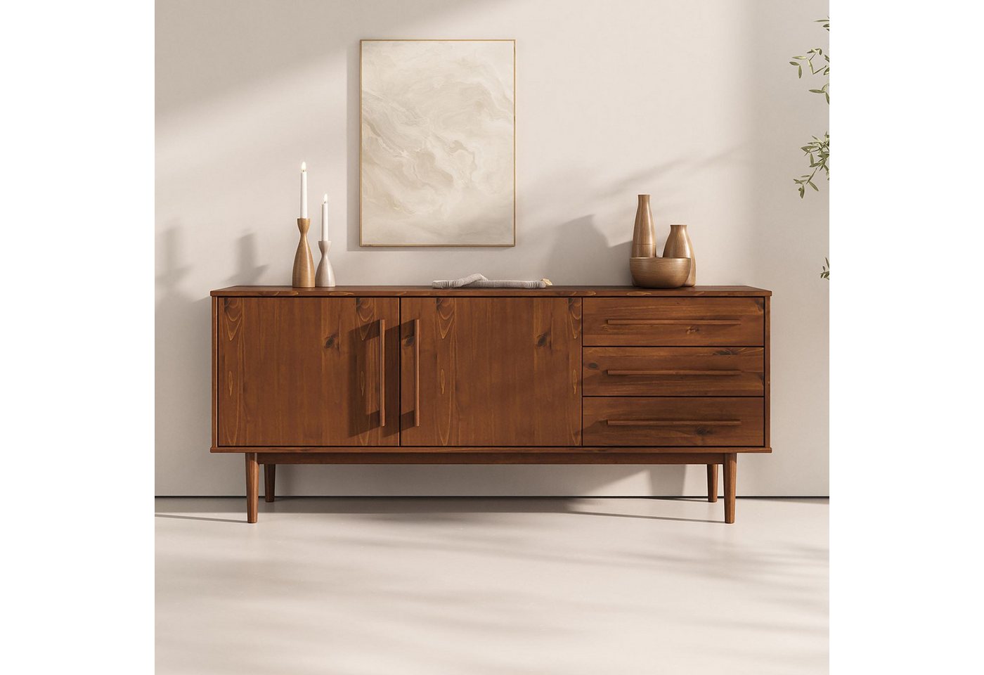 IDIMEX Sideboard TECCA, Wohnzimmer Kommode mit Türen 3 Schubladen Massivholz kastanie farben IDIMEX Sideboard TECCA, Wohnzimmer Kommode mit Türen 3 Schubladen Massivholz kastanie farben von IDIMEX