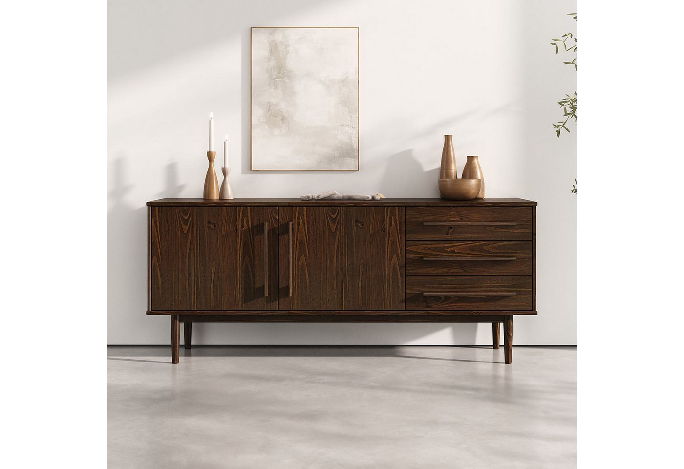 IDIMEX Sideboard TECCA, Wohnzimmer Kommode mit Türen 3 Schubladen Massivholz nussbaum farben IDIMEX Sideboard TECCA, Wohnzimmer Kommode mit Türen 3 Schubladen Massivholz nussbaum farben von IDIMEX