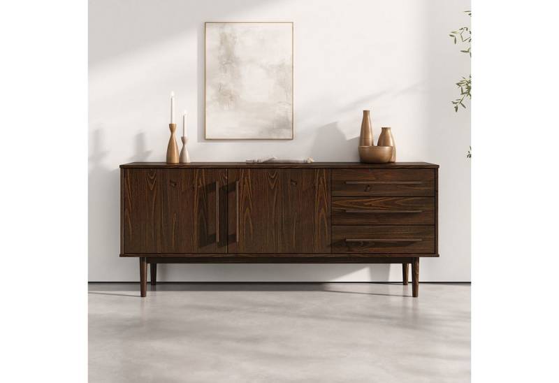 IDIMEX Sideboard TECCA, Wohnzimmer Kommode mit Türen 3 Schubladen Massivholz nussbaum farben von IDIMEX