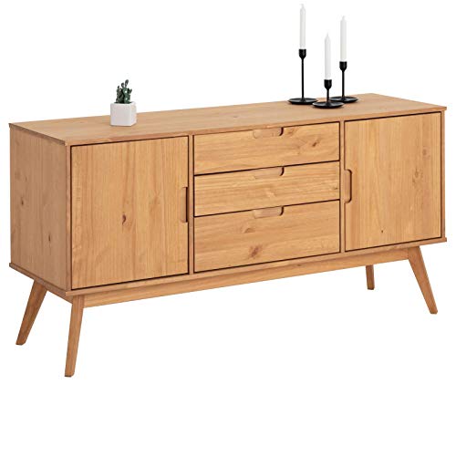 IDIMEX Sideboard Tivoli skandinavischen Design gebeizt - Kommode aus Kiefer Massivholz, mit 2 Türen und 3 Schubladen, Buffetschrank Geschirrschrank von IDIMEX