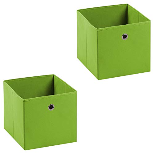 IDIMEX Stoffbox ELA, praktische Faltbox im 2er Pack, schöne Aufbewahrungsbox faltbar, einfacher Einschubkorb grün von IDIMEX