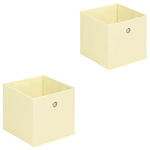 IDIMEX Stoffbox ELA, praktische Faltbox im 2er Pack, schöne Aufbewahrungsbox faltbar, einfacher Einschubkorb in beige von IDIMEX