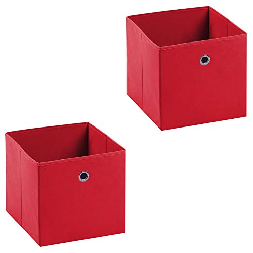 IDIMEX Stoffbox ELA, praktische Faltbox im 2er Pack, schöne Aufbewahrungsbox faltbar, einfacher Einschubkorb rot von IDIMEX