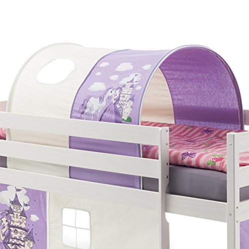 IDIMEX Tunnel Prinzessin zu Hochbett Spielbett Rutschbett Kinderbett in lila/weiß von IDIMEX