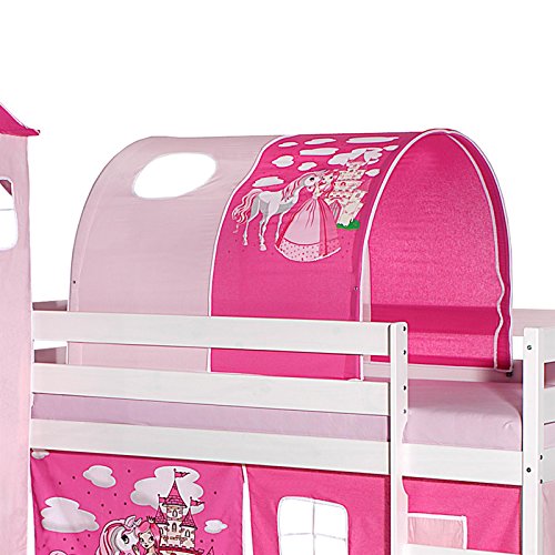 IDIMEX Tunnel für Hochbett Prinzessin Rutschbett Spielbett Kinderbett in pink/rosa von IDIMEX