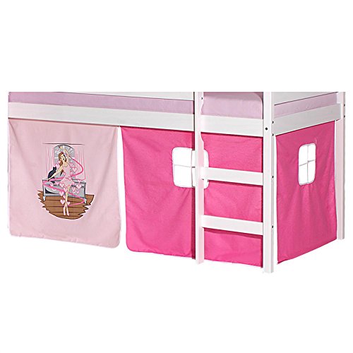 IDIMEX Vorhang Gardine Bettvorhang Ballerina zu Hochbett Rutschbett Spielbett in rosa/pink von IDIMEX