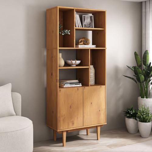 IDIMEX Wohnzimmerschrank Simona mit offenen Fächern, Eiche Farben – modernes Holzregal skandinavisches Design mit Türen und Stauraum Wohnzimmer Regal Design Bücherregal von IDIMEX