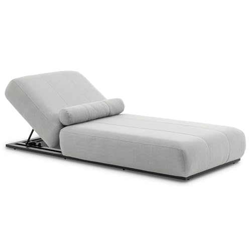 Sonnenliege Tropea gepolstert, 213 x 91 x 31, Hellgrau – mit verstellbarem Kopfteil und wetterbeständigem Bezug aus Sunbrella ideal als Outdoorbett oder Gartenliege Sonnenliege Tropea gepolstert, 213 x 91 x 31, Hellgrau – mit verstellbarem Kopfteil und wetterbeständigem Bezug aus Sunbrella ideal als Outdoorbett oder Gartenliege von IDIMEX