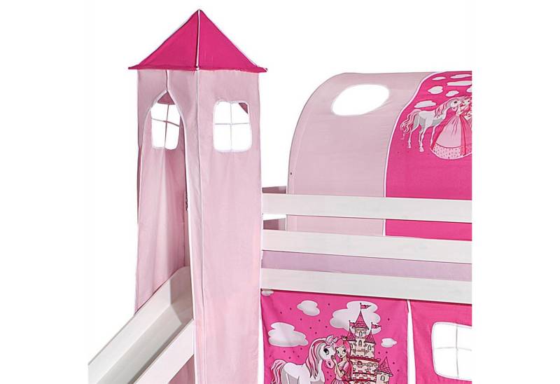 Vorhang PRINZESSIN, IDIMEX, Turm PRINZESSIN zu Bett mit Rutsche Rutschbett Spielbett in pink/rosa von IDIMEX