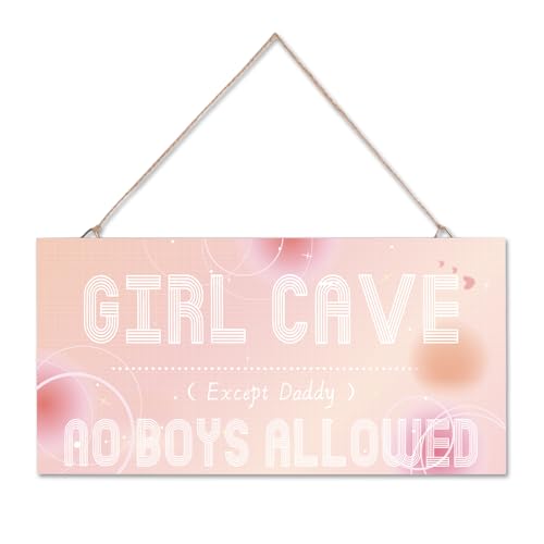 Girl Cave Schild, Hängendes Schlafzimmer Tür Dekoration Schild für Schlafzimmer Wald Kinderzimmer Home Decor, Niedliche rosa adrettliche Raumdekoration für Teenager Mädchen von IDISON