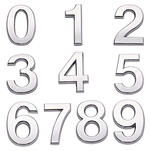 Idison 3D-Hausnummer 0-9, Selbstklebende Türnummern, Postfachnummern, Geeignet Als Hausnummer Für Haus, Hotel, Adressschild, Selbstklebend (Silber, 1,96 Zoll) von IDISON