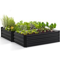 2er-Set Gemüsegartenquadrate aus Metall rechteckiges Gestell 80x115 cm anthrazitgrau von IDMARKET
