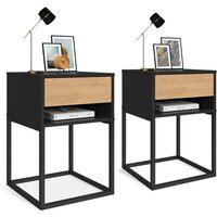 2er-Set Nachttische ERNEST 1 Schublade und 1 Nische schwarz und in Buchenoptik 2er-Set Nachttische ERNEST 1 Schublade und 1 Nische schwarz und in Buchenoptik von IDMARKET