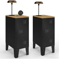 2er-Set Nachttische ESTER 1 Tür Metall schwarz Buchenholzplatte Industriedesign 2er-Set Nachttische ESTER 1 Tür Metall schwarz Buchenholzplatte Industriedesign von IDMARKET