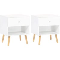 Idmarket - 2er-Set Nachttische emmie skandinavisch 1 Schublade mit Nische weiß von IDMARKET