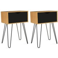 Idmarket - 2er-Set Nachttische noemi 1 Schublade Holz Nadelfuß von IDMARKET