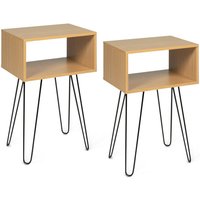 Idmarket - 2er-Set Nachttische noemi Holz Nadelfuß von IDMARKET