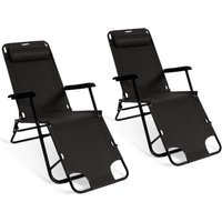 2er-Set neigbare Liegestühle zen schwarz 2er-Set neigbare Liegestühle zen schwarz von IDMARKET