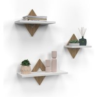 3er-Set Wandregale IRIS in Buchenholzoptik und Weiß von IDMARKET