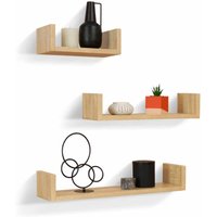3er-Set Wandregale in Buchenoptik 60/45/30 cm von IDMARKET