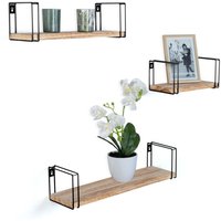 3er-Set Wandregale lily aus Holz und Metall im Industriedesign 3er-Set Wandregale lily aus Holz und Metall im Industriedesign von IDMARKET