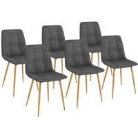 6er-Set Esszimmerstühle MILA aus dunkelgrauem Samt mit Beinen in Holzoptik 6er-Set Esszimmerstühle MILA aus dunkelgrauem Samt mit Beinen in Holzoptik von IDMARKET