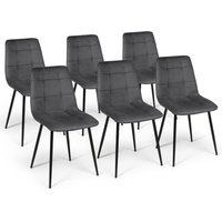 6er-Set Esszimmerstühle MILA aus dunkelgrauem Samt 6er-Set Esszimmerstühle MILA aus dunkelgrauem Samt von IDMARKET