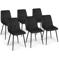 6er-Set Esszimmerstühle MILA aus schwarzem Samt von IDMARKET