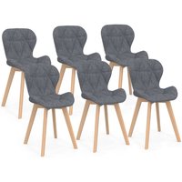 Idmarket - 6er-Set Esszimmerstühle robine aus dunkelgrauem Stoff Idmarket - 6er-Set Esszimmerstühle robine aus dunkelgrauem Stoff von IDMARKET