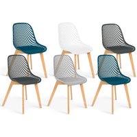 6er-Set Stühle mandy mix color weiß, hellgrau, duckblau x2, dunkelgrau x2 von IDMARKET