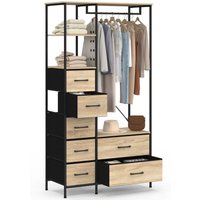 Ankleidezimmer Kleiderschrank + Säule B. 90 cm UTAH mit 1 Regal und 7 Behältern aus Stoff in Holz und Schwarz Ankleidezimmer Kleiderschrank + Säule B. 90 cm UTAH mit 1 Regal und 7 Behältern aus Stoff in Holz und Schwarz von IDMARKET