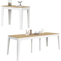 Ausziehbarer Konsolentisch MICHEL 10 Personen 235 cm Holz weiß und Buchenholzoptik von IDMARKET