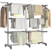 Ausziehbarer Wäscheständer 40M maxi grau 3 Ebenen von IDMARKET