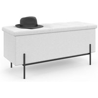Banc coffre rangement LOUIS pieds métal noir 100 cm tissu bouclette blanc von IDMARKET