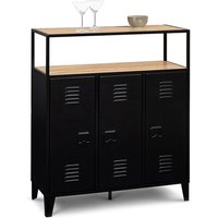 Barmöbel Buffet ester 3 Türen aus schwarzem Metall und Holzplatte in Buchenoptik von IDMARKET