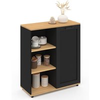 Idmarket - Beistellbuffet 70 cm vito 3 Regale und Schrank schwarz und Holzplatte Idmarket - Beistellbuffet 70 cm vito 3 Regale und Schrank schwarz und Holzplatte von IDMARKET