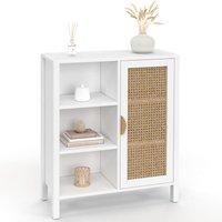 Beistellbuffet mit 3 Regalen und Schrank 70 cm EDHEN weiß mit Rohrgeflecht Beistellbuffet mit 3 Regalen und Schrank 70 cm EDHEN weiß mit Rohrgeflecht von IDMARKET