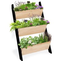 Idmarket - Blumenkasten Leiter freddy 110 cm 3 Kästen Holz und schwarz Gemüsegarten für Garten und Balkon von IDMARKET