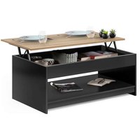 Idmarket - Couchtisch Klapptisch soa Holz schwarz Tischplatte Buchenholzimitat Idmarket - Couchtisch Klapptisch soa Holz schwarz Tischplatte Buchenholzimitat von IDMARKET