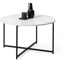 Couchtisch alaska rund 70 cm Marmoreffekt und schwarzer Metallfuß von IDMARKET