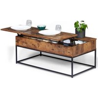 Idmarket - Couchtisch mit rechteckiger Hubplatte dayton Antik-Effekt Industriedesign von IDMARKET
