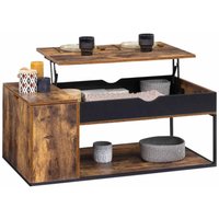 Idmarket - Couchtisch rechteckige Hubplatte chicago mit Truhe Industriedesign von IDMARKET